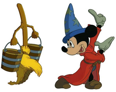 Mickey dans fantasia avec un balai