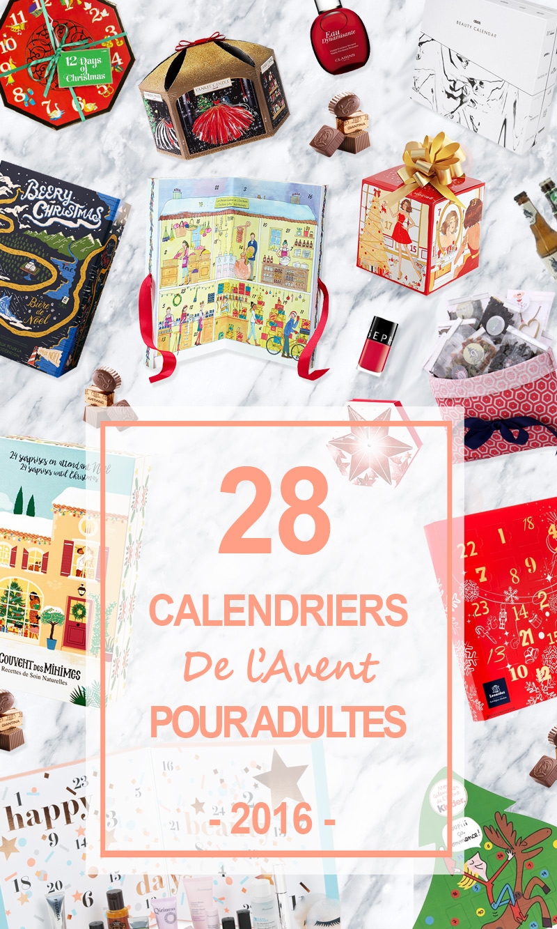 28 calendriers de l'avent pour adultes : calendriers de l'avent beauté, lifestyle, contenant du maquillage, des soins, des bières, des bougies, du thé...